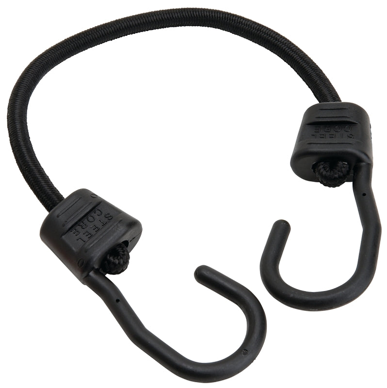 Keeper Ultra Series 06068 Bungee Cord, 18 in L, Rubber, Black, Hook End