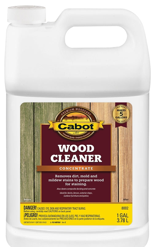 Cabot Problem-Solver 140.0008002.007 Wood Cleaner, Liquid, Cloudy White, 1 gal, Jug