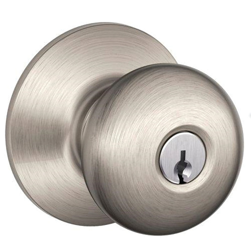 Schlage Plymouth Series F51A PLY 619 Entry Knob, Knob Handle, Satin Nickel, Metal, C Keyway, Residential, 2 Grade