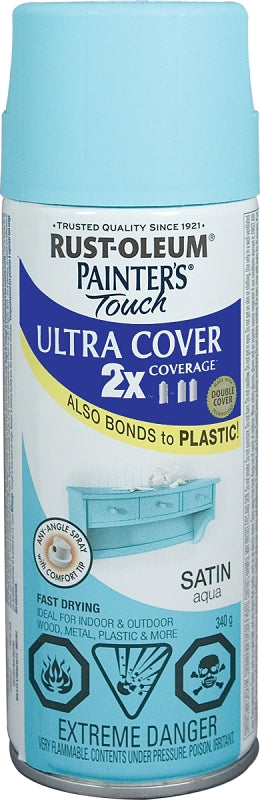 Rust-Oleum 268405 Spray Paint, Satin, Aqua, 340 g, Can