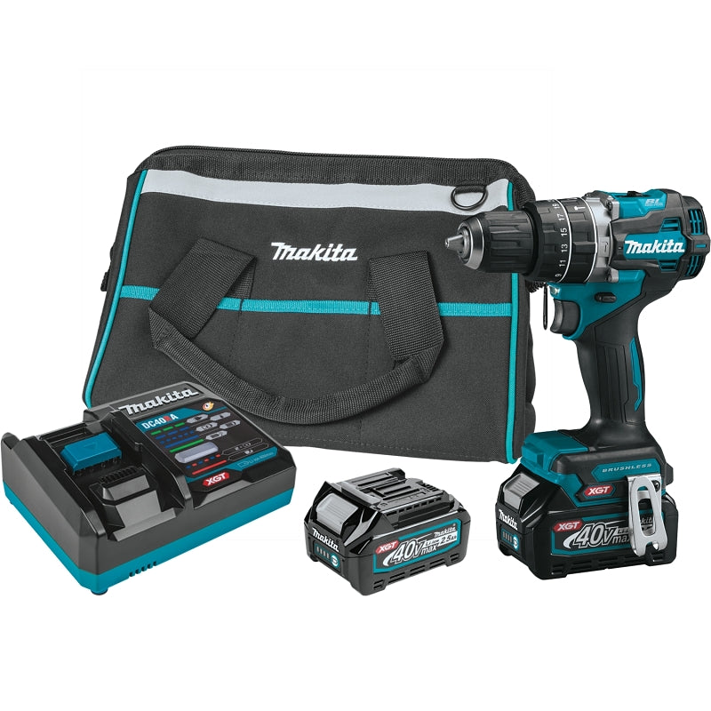 Makita XGT GPH02D Hammer Driver Drill Kit, Battery Included, 40 V, 2.5 Ah, 1/2 in Chuck, Keyless Chuck, 1/EA