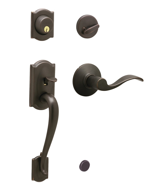 Schlage Camelot Series F60VCAM/ACC716 Combination Lockset, Mechanical Lock, Lever Handle, Wave Design, Aged Bronze
