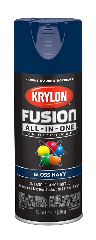 Krylon K02714007 Spray Paint, Gloss, Navy, 12 oz, Can