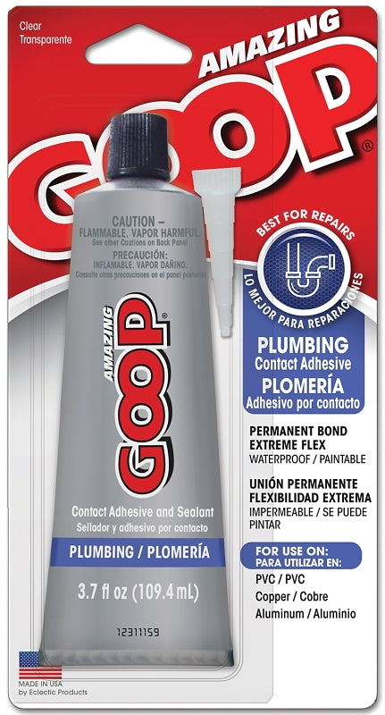 Amazing Goop 150012 Plumbing Adhesive, Liquid, Clear, 3.7 oz, Tube