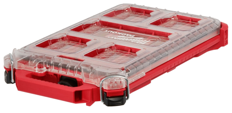 Milwaukee 48-22-8436 Organizer, 16.38 in L, 9.76 in W, 2.52 in H, 5-Compartment, Plastic, Red