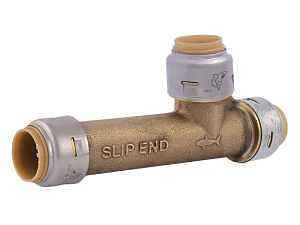 SharkBite Max UR3362A Pipe Tee, 1/2 x 1/2 x 1/2 in, PTC, Brass, 250 psi Pressure