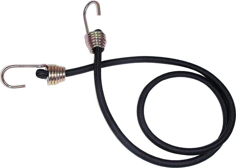 Keeper 06185 Bungee Cord, 13/32 in Dia, 40 in L, Rubber, Black, Hook End