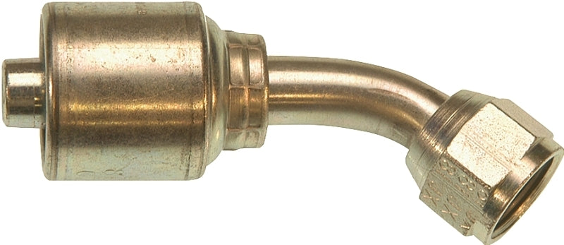 Gates MegaCrimp G25175-0606 Hose Coupling, 9/16-18, Crimp x JIC, 45 deg Angle, Steel, Zinc