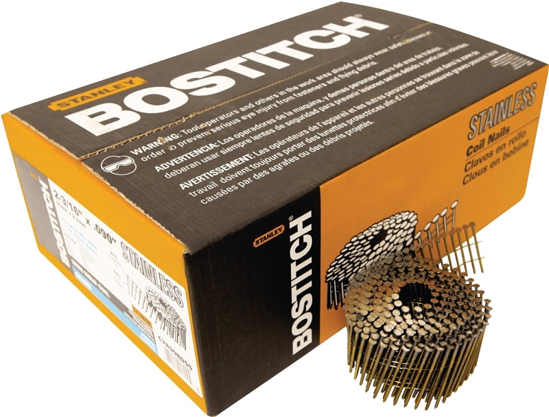 Bostitch C7R90BDSS Siding Nail, 2-3/16 in L, Stainless Steel, Ring Shank, 3600/PK