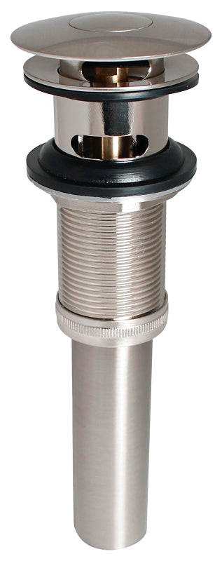 Stylewise K820-75BN Pushbutton Sink Drain, 1-1/4 in Connection, Brass, Brushed Nickel