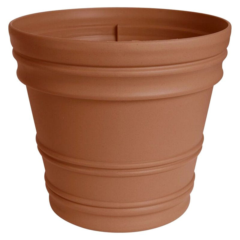 Bloem RR2246 Planter, 21-1/2 in H, 21-1/2 in W, Round, Rolled Rim Design, Resin, Terracotta