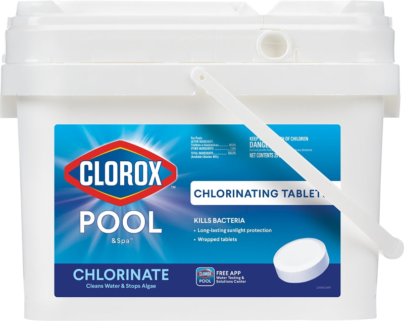 Clorox POOL & Spa ACTIVE99 22425CLX Chlorinating Tablet, Solid, Chlorine, 25 lb