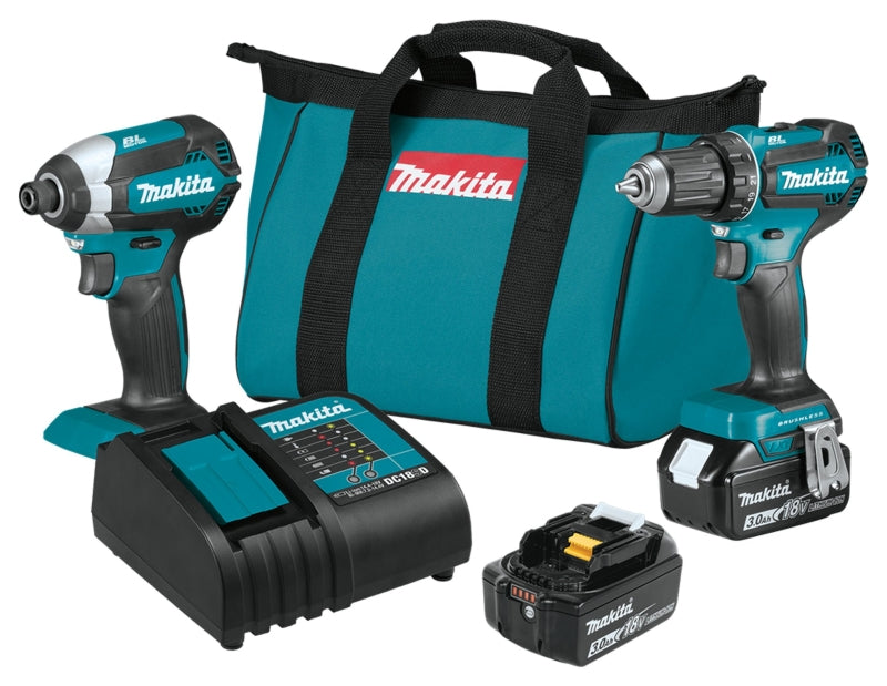 Makita XT281S Brushless Combination Kit, Battery Included, 18 V, 2-Tool, Lithium-Ion Battery