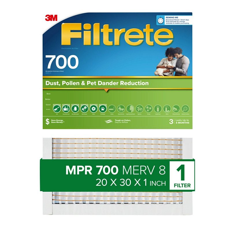 Filtrete 722-4 Air Filter, 30 in L, 20 in W, 8 MERV, 700 MPR