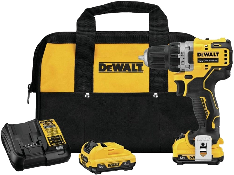 DEWALT DCD701F2 Drill Kit, Battery Included, 12 V, 2 Ah, 3/8 in Chuck, Keyless Chuck