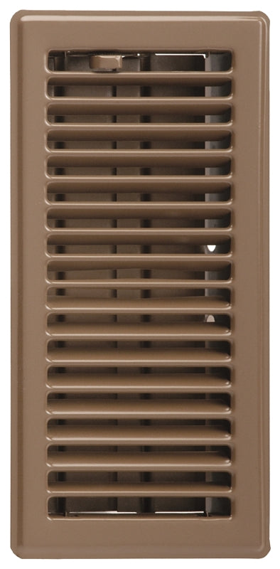 Imperial RG3297 Standard Floor Register, 7-3/4 in W Duct Opening, 3-3/4 in H Duct Opening, Steel, Brown