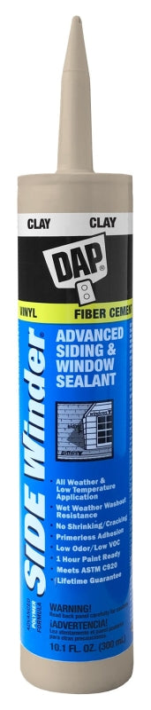 DAP 00804 Siding and Window Sealant, Clay, 24 hr Curing, -35 to 140 deg F, 10.1 oz Cartridge