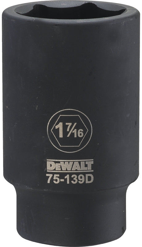 DeWALT DWMT75139OSP Impact Socket, 1-7/16 in Socket, 3/4 in Drive, 6-Point, CR-440 Steel, Black Oxide