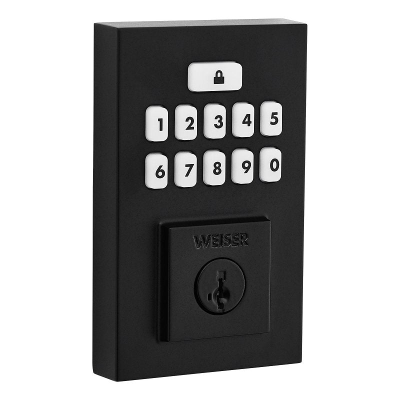 Weiser SmartCode 9GED92600-004 Deadbolt, 2 Grade, Keypad Key, Zinc, Matte Black, 1-3/8 to 1-3/4 in Thick Door, 1/PK