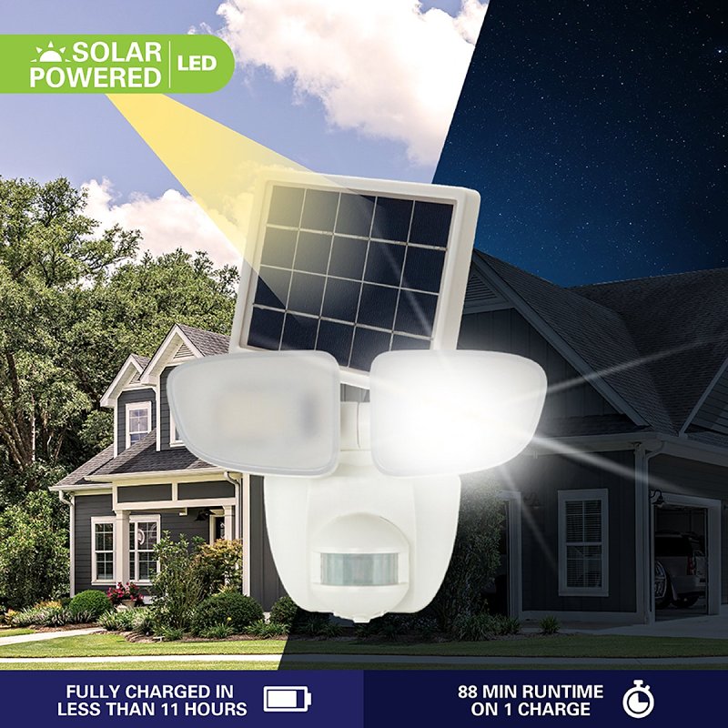 Halo SLFS07AM2W Motion Solar Security Light, 50 W, 2-Lamp, LED Lamp, Bright White Light, 700 Lumens