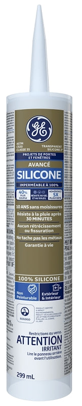 GE Silicone II SE2184 Window and Door Sealant, Clear, 299 mL