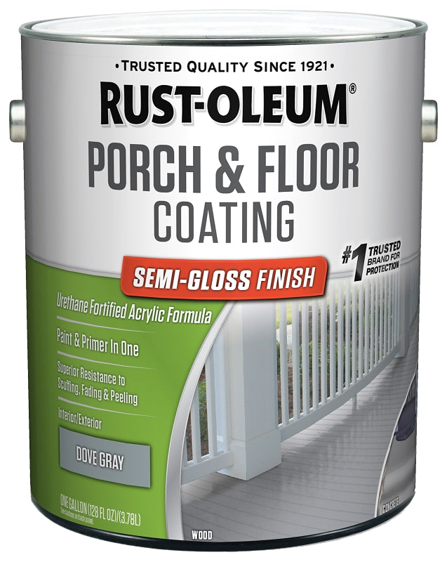 Rust-Oleum 320419 Porch and Floor Coating, Semi-Gloss, Dove Gray, Liquid, 1 gal, Can