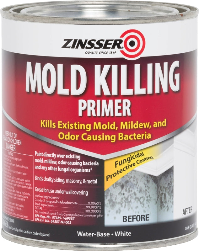 Zinsser 276087 Mold Killing Primer, Flat, White, 1 qt, Can