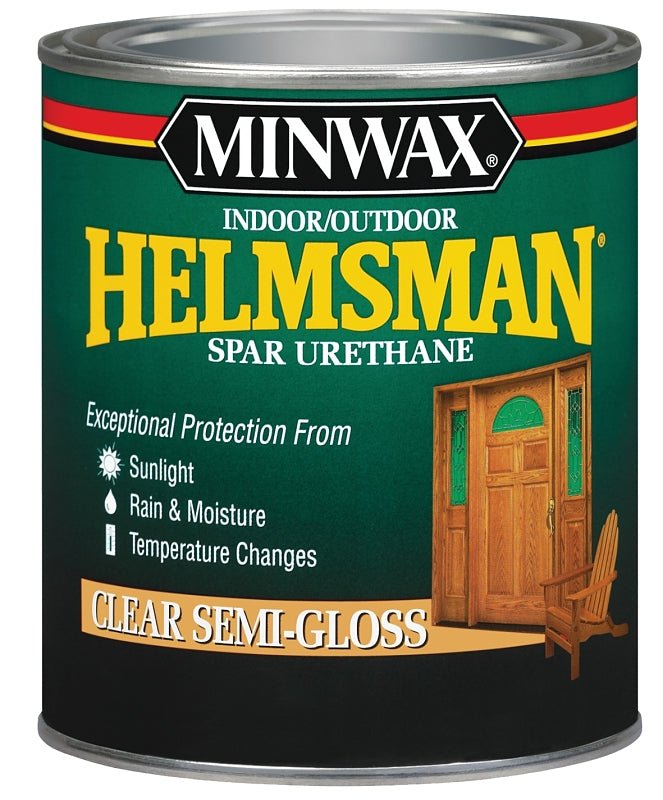 Minwax 63210444 Spar Varnish, Semi-Gloss, Clear, Liquid, 1 qt, Can