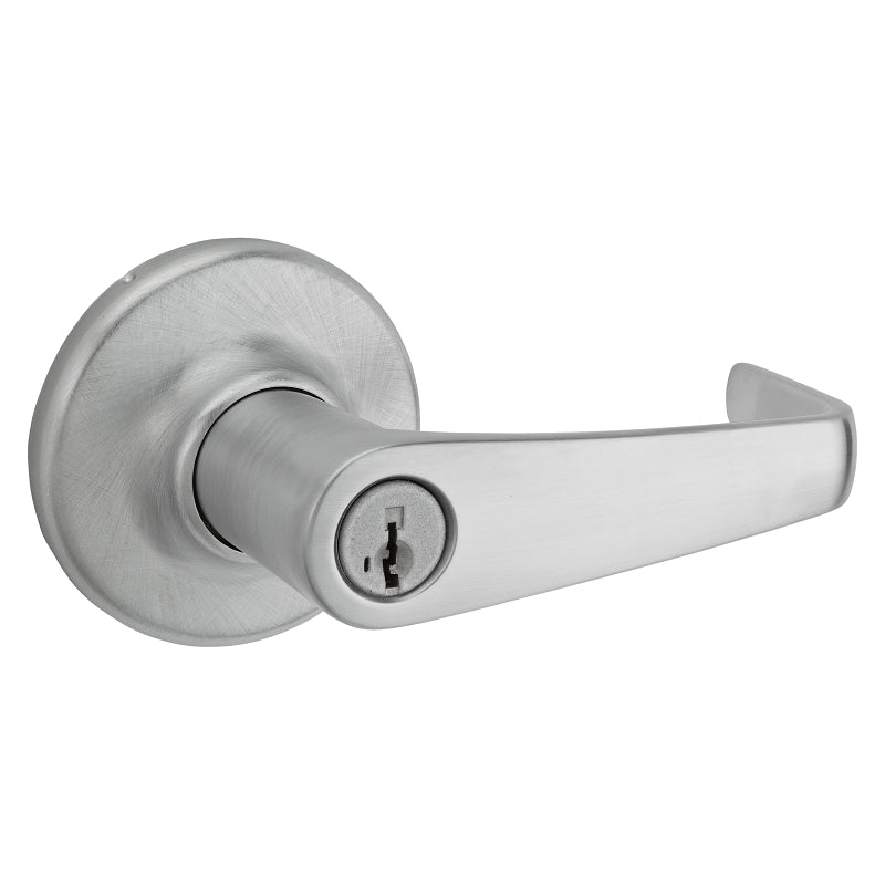 Kwikset 756KNL 26D Entry Lever, Pushbutton Lock, Satin Chrome, Zinc, Residential, 2 Grade