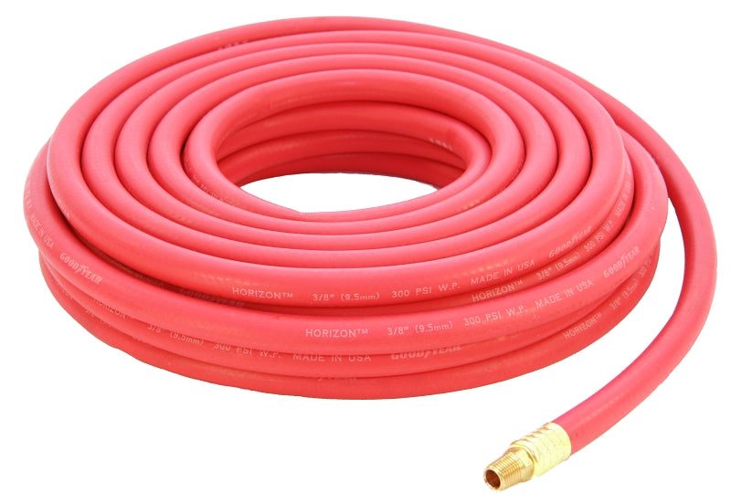 Abbott Rubber 1010-03825-50-4MM Air Hose, 3/8 in ID, 50 ft L, MNPT, 250 psi Pressure, EPDM Rubber, Red