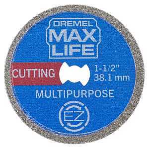 Dremel Max Life EZ545HP Cutting Wheel, 1-1/2 in Dia, 1.1 in Thick, Fiberglass Abrasive