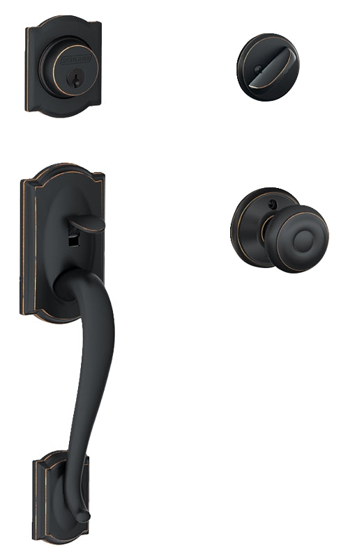 Schlage F60VCAMXGEO716 Combination Lockset, Mechanical Lock, Knob Handle, Round Design, Aged Bronze, 1 Grade, Metal