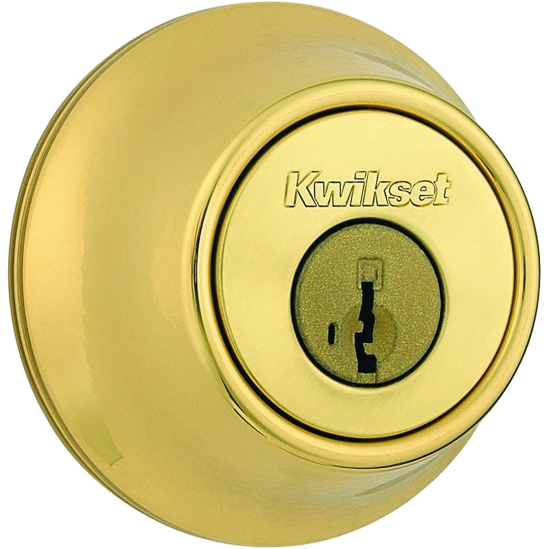 Kwikset 665 Series 665 3 SMT Deadbolt, 3 Grade, Keyed Key, Zinc, Polished Brass, 2-3/8, 2-3/4 in Backset