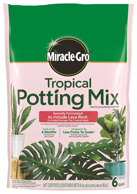 Miracle-Gro 71276430 Tropical Potting Mix, Solid, 6 qt Bag