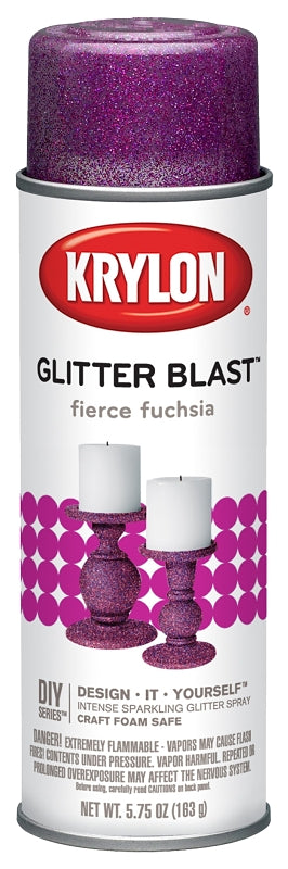 Krylon K03815A00 Craft Spray Paint, Glitter, Fierce Fuchsia, 5.75 oz, Can