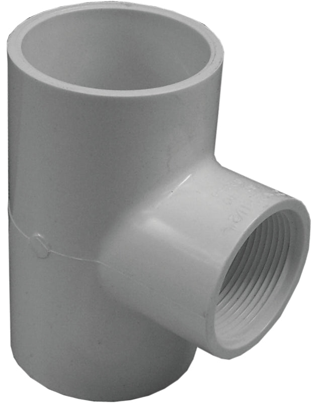 IPEX 435881 Reducing Pipe Tee, 2 x 2 x 1-1/2 in, Slip x Slip x FPT, PVC, White, SCH 40 Schedule, 280 psi Pressure