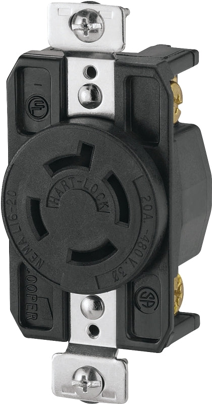 Eaton Wiring Devices AHL1620R Single Receptacle, 20 A, Black