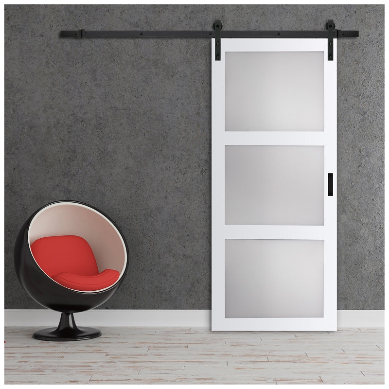 RENIN BD061W01BW3TGE360 Barn Door, 36 in W Door, 84 in H Door, Bright White Door, Steel Track