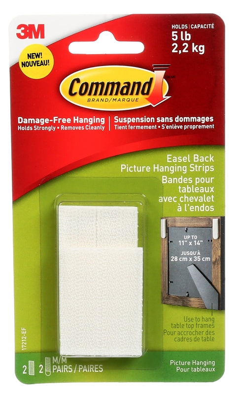 Command 17212-ES Medium Easel Picture Hanging Strip, Foam Backing, White, 5 lb