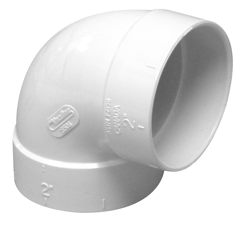 IPEX 201002 Pipe Elbow, 2 in, Socket, 90 deg Angle, PVC, White