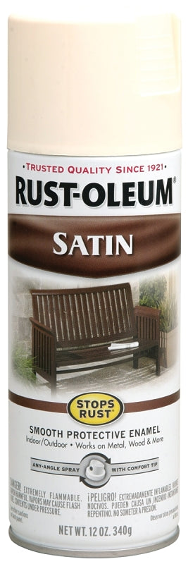 Rust-Oleum 7793830 Rust Preventative Spray Paint, Low Satin, Shell White, 12 oz, Can