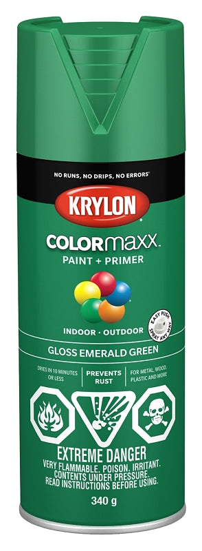 Krylon 455170007 Enamel Spray Paint, Gloss, Emerald Green, 12 oz, Can