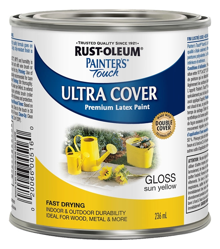 RUST-OLEUM PAINTER'S Touch N1945730 Brush-On Paint, Gloss, Sun Yellow, 236 mL Can