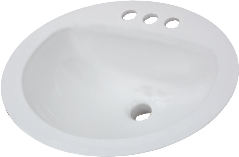 American Standard AQUALYN Series 0476.028.020 Countertop Sink, Oval Basin, 3-Deck Hole, 20-3/8 in OAW, 17-3/8 in OAH