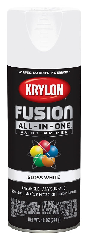 Krylon K02727007 Spray Paint, Gloss, White, 12 oz, Can