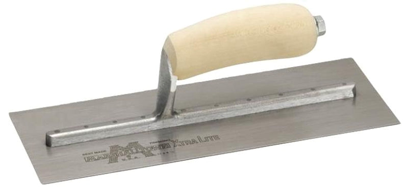 Marshalltown MXS4 Finishing Trowel, 11-1/2 in L Blade, 4-3/4 in W Blade, Spring Steel Blade, Curved Handle, Wood Handle