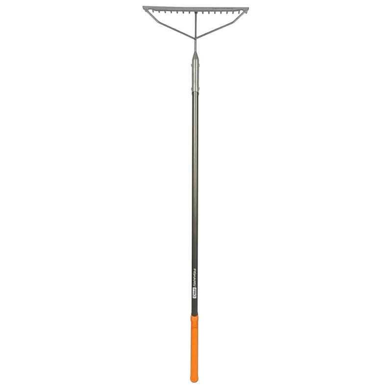 Fiskars 397940-1001 Pro Garden Rake, 6 in L Head, 17 in W Head, 17-Tine, Metal Tine, Steel Head, 60 in L Handle