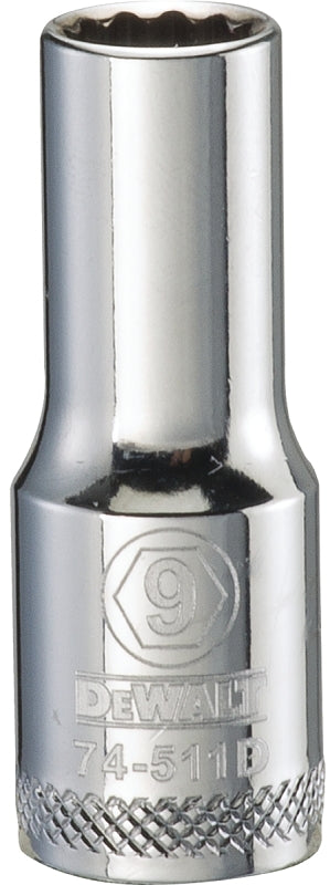 DeWALT DWMT74511OSP Drive Socket, 9 mm Socket, 3/8 in Drive, 12-Point, Vanadium Steel, Polished Chrome