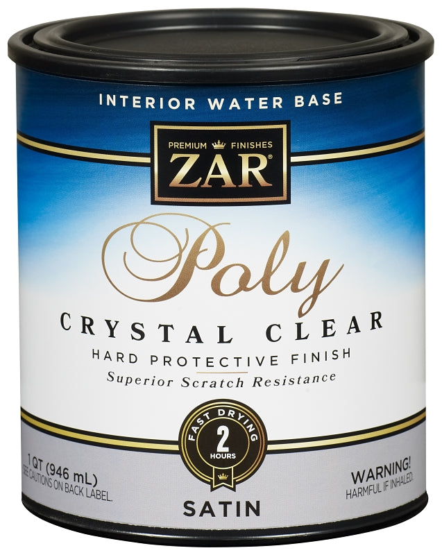 Aqua ZAR 32512 Polyurethane, Liquid, Crystal Clear, 1 qt, Can