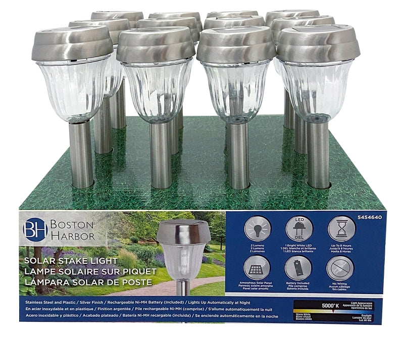 Boston Harbor 24173 Solar Stake Light, Ni-Mh Battery, 1-Lamp, LED Lamp, Metal Plastic Fixture, Battery Included: Yes